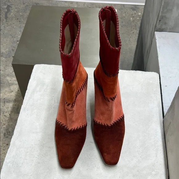 Salvatore Ferragamo Red and Orange Heeled Boots - Picture 2 of 7